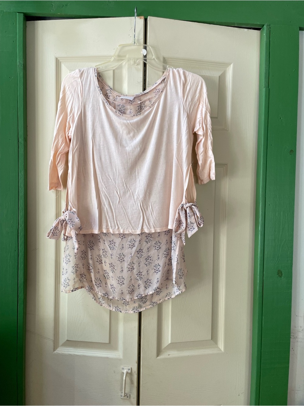 Women's Light Pink Layered Tie-Top